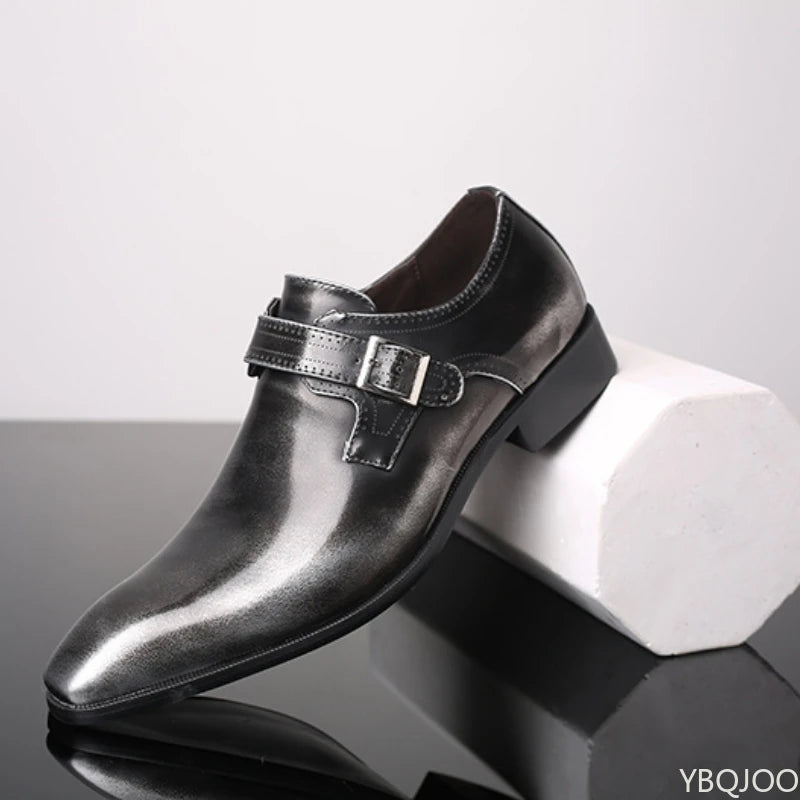 Boucle de ceinture chaussures pour hommes mode chaussures habillées à talons bas britannique grande taille en cuir chaussures antidérapantes mâle costume formel chaussure Homme