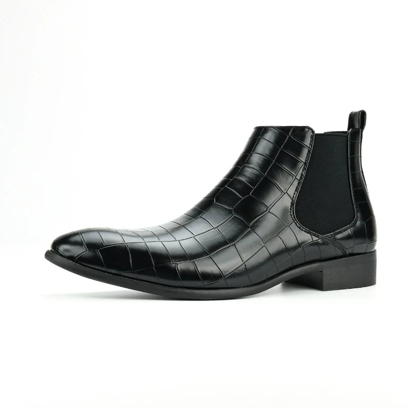 Bottines Chelsea en daim pour hommes, chaussures d'affaires en cuir à bout carré, bottes courtes à enfiler, grande taille, chaussures de styliste pour hommes