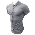 Mode d'été Super Slim Fit chemises à manches courtes hommes classique tenue décontractée chemise mâle Hipster décontracté Luxe chemise formelle