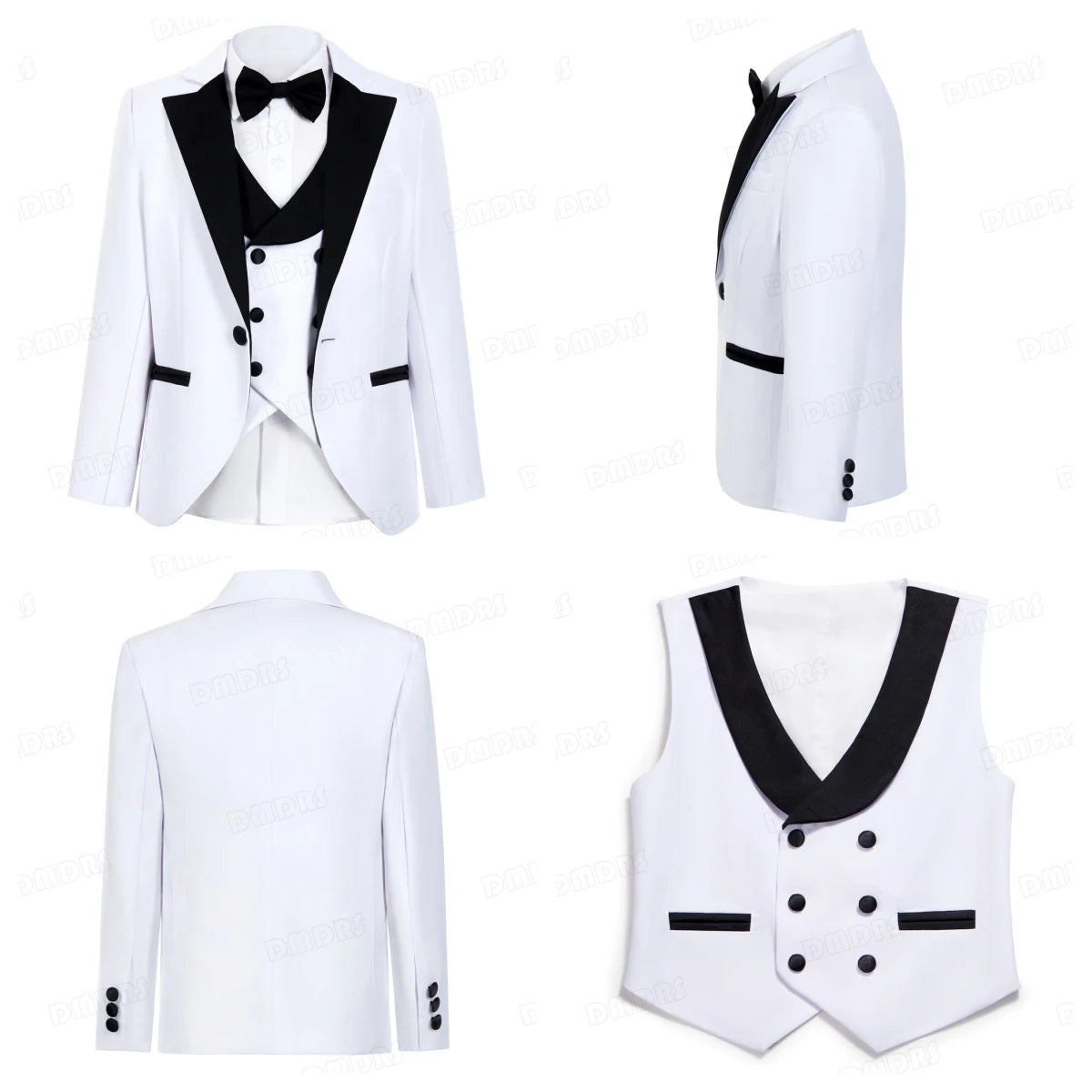 DTLumika – ensemble de costume de marque pour garçons de 3 à 14 ans, veste de costume classique à col noir, gilet et pantalon, ensemble avec nœud papillon, costumes de fête de Communion pour tout-petits