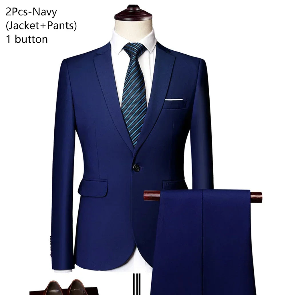 Costumes pour hommes élégant mariage 3 pièces Blazers tenue 2 ensemble vestes gilet pantalon complet 2025 mode classique affaires formel
