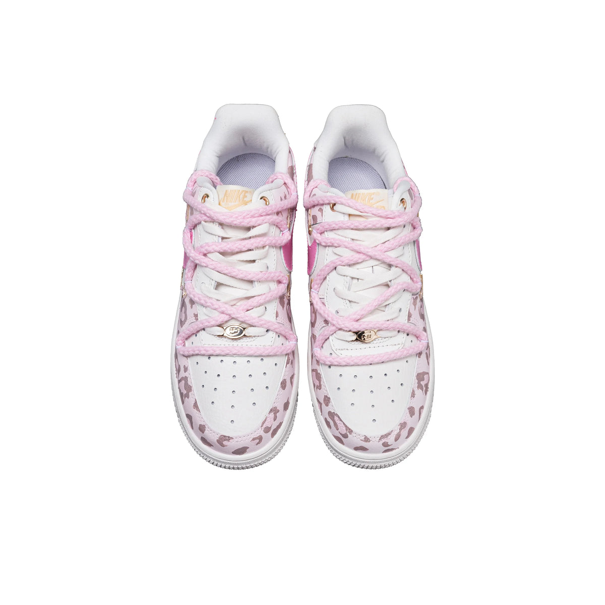 Nike Air Force 1 Pink Leopard Leather Abrasion Resistant Low top Skateboard Shoes pour femme rose