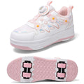HeelysChildren petite fleur décorée quatre roues patins chaussures de sport respirant patins à roulettes filles chaussures cadeaux de vacances