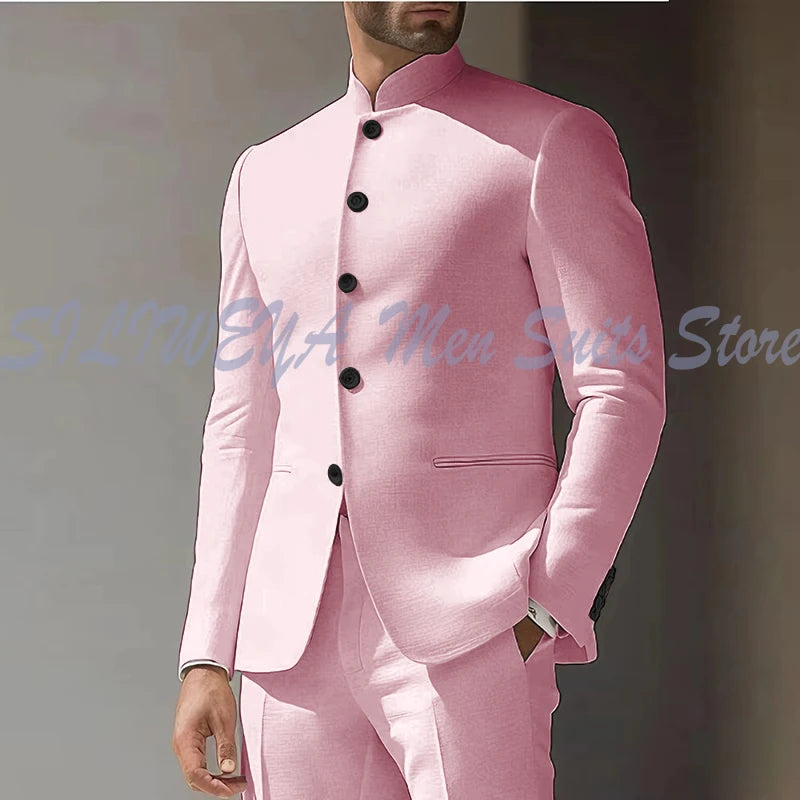 Costume Homme Blanc en Lin, Simple Boutonnage, 2 Pièces (Veste et Pantalon), pour Occasions Spéciales, Formel, Personnalisable, Vêtement Masculin Tendance Classique 2025