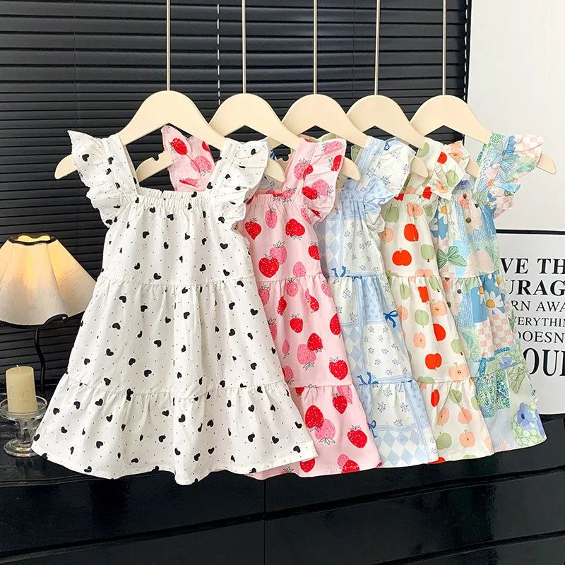 Robe d'été 2026 pour filles à manches volantées, robes de princesse imprimées à volants pour enfants de 1 à 12 ans, vêtements de vacances