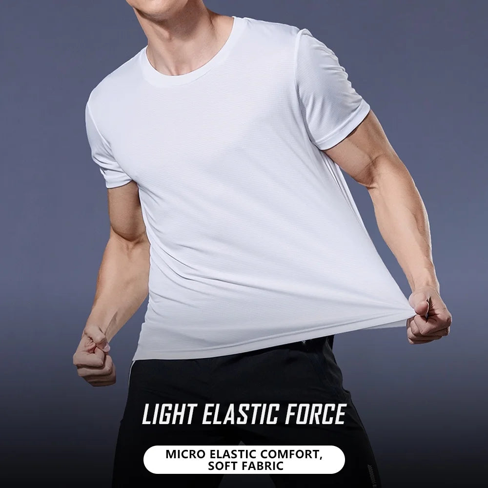 T-Shirt à manches courtes pour hommes, séchage rapide, course à pied, évacuation de l'humidité, col rond, exercice d'entraînement, chemise de Sport, hauts légers