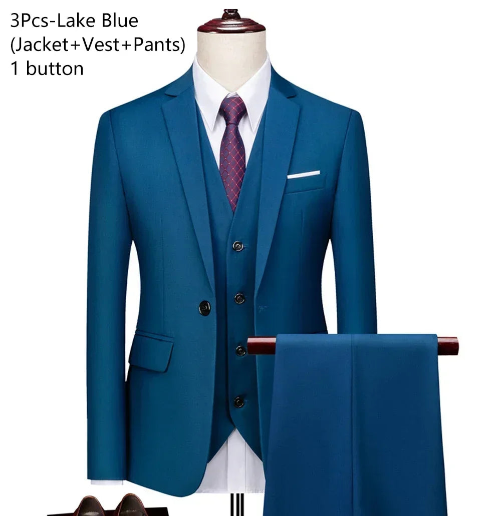 Costumes pour hommes élégant mariage 3 pièces Blazers tenue 2 ensemble vestes gilet pantalon complet 2025 mode classique affaires formel