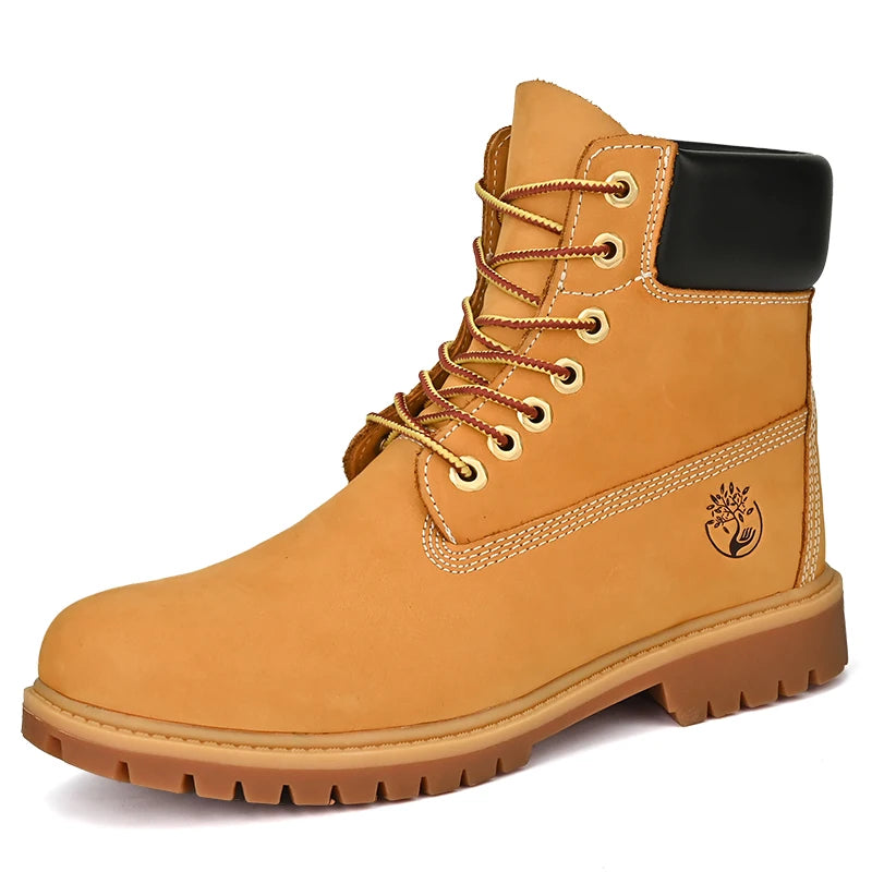 Chaussures de marche pour hommes de haute qualité mode Sports de plein air loisirs bottes hautes hiver velours anti-dérapant plat à lacets bottes pour homme