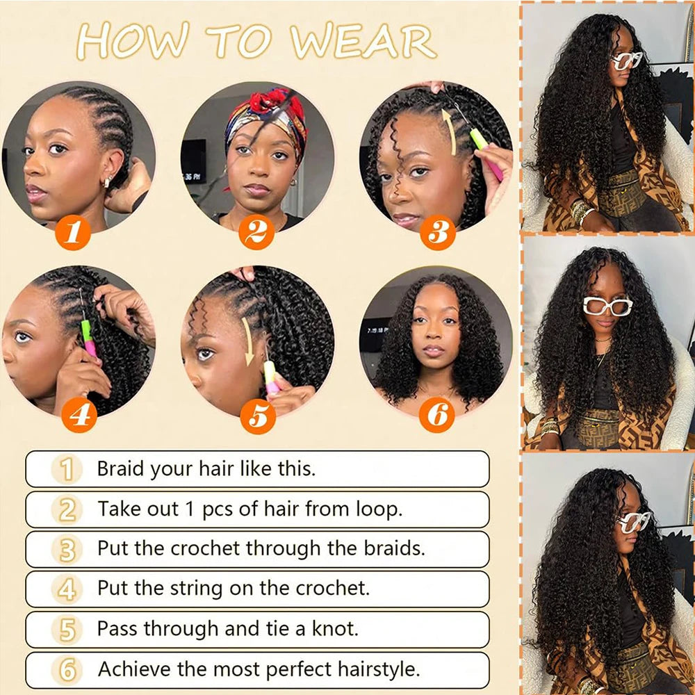 Extensions de cheveux humains bouclés birmans Miracle Knots pour tresses bohèmes, pré-séparées, effet plume, 100% cheveux humains