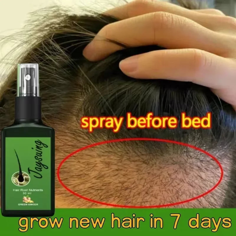 Spray rapide pour la croissance des cheveux au gingembre, Anti-chute des racines, sérum pour la repousse des cheveux, réparation endommagée du cuir chevelu, produits de soins nourrissants pour femmes et hommes