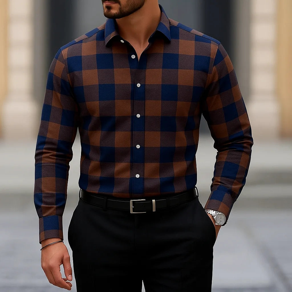 2025 chemise à manches longues pour hommes décontracté coupe ajustée chemise boutonnée conception à rayures avancée chemise pour hommes haut tendance chemisier homme t-shirt
