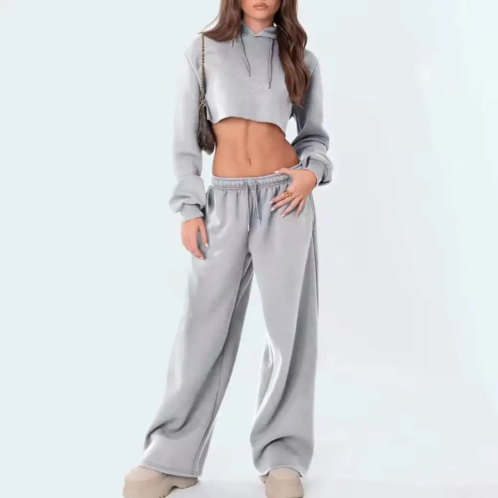 Pantalon de survêtement large à taille mi-haute avec cordon de serrage pour femme, pantalon long droit et ample avec poches latérales