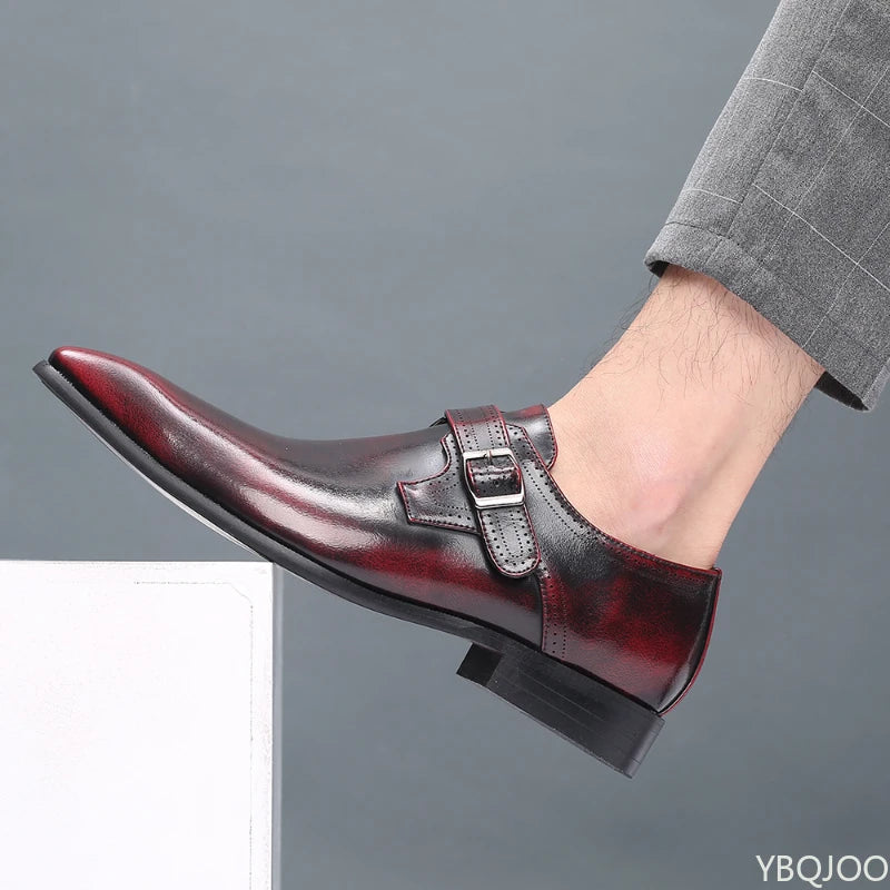 Boucle de ceinture chaussures pour hommes mode chaussures habillées à talons bas britannique grande taille en cuir chaussures antidérapantes mâle costume formel chaussure Homme