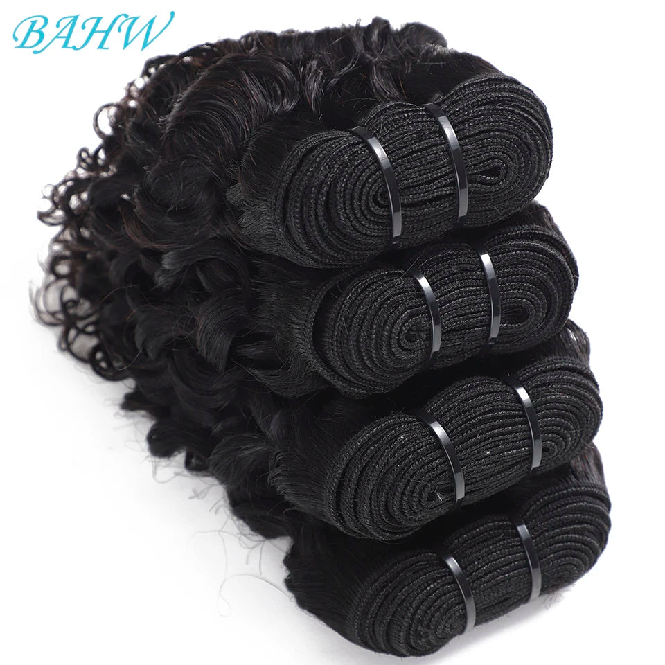 Cheveux brésiliens courts crépus bouclés paquets avec fermeture 100% non transformés Extension de trame de cheveux cheveux humains couleur naturelle cheveux vierges