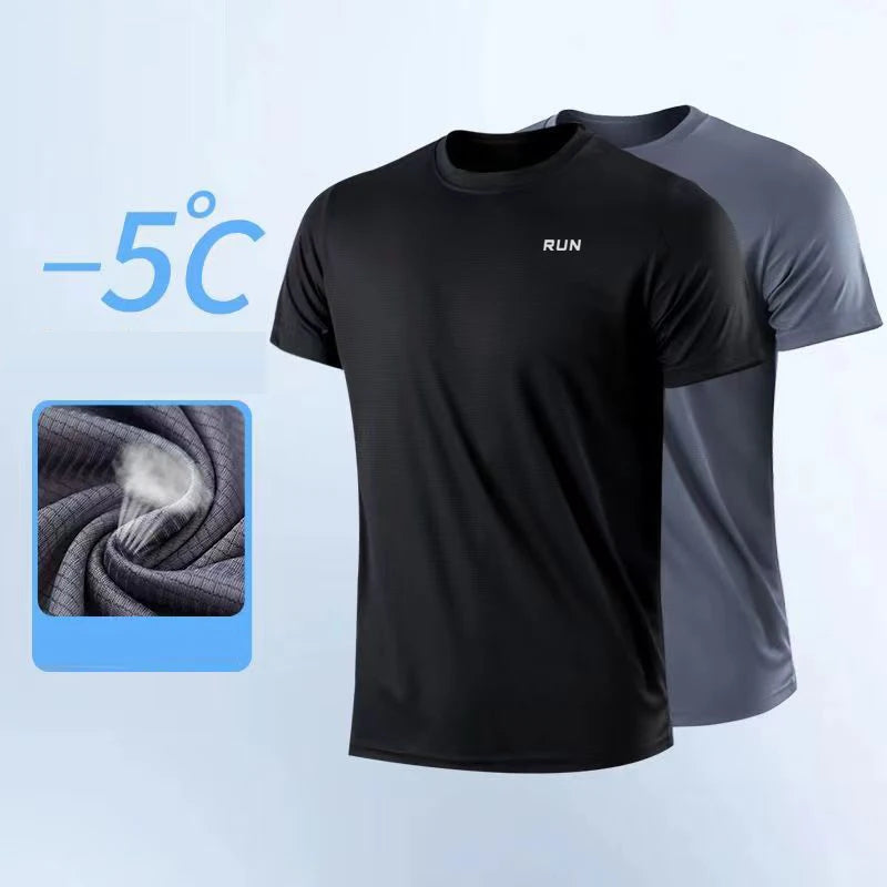 T-Shirt à manches courtes pour hommes, séchage rapide, course à pied, évacuation de l'humidité, col rond, exercice d'entraînement, chemise de Sport, hauts légers