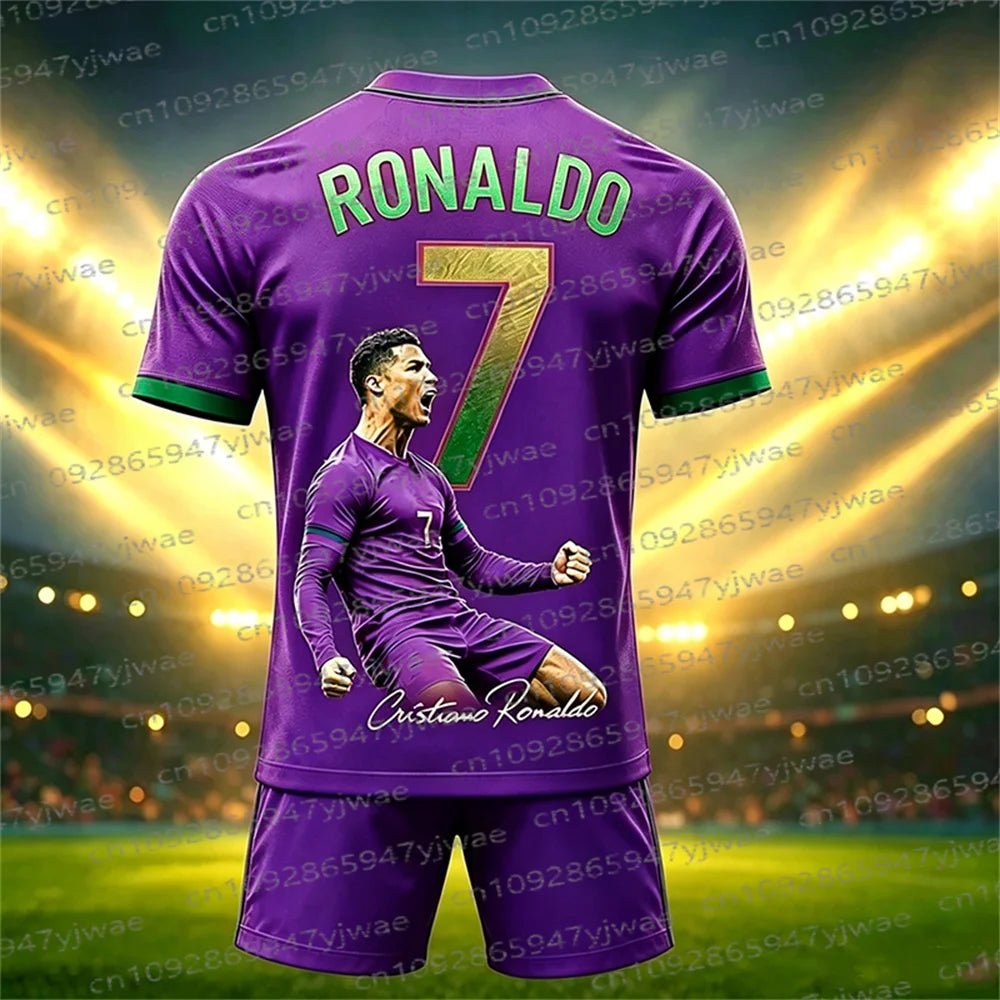 Ensemble maillot et short de football édition spéciale Ronaldo N°7 pour femme, homme et enfant – Tenue de sport décontractée Harajuku d'été – Ensemble 2 pièces