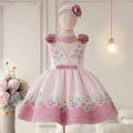 Robe de soirée de demoiselle d'honneur pour filles, imprimé floral, élégante, en Tulle, robes de princesse d'anniversaire, de mariage, de baptême
