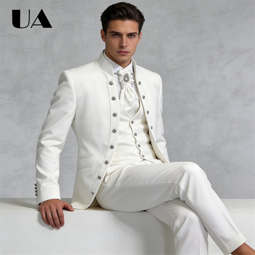 Costume formel 3 pièces pour hommes de Style Affrica (veste gilet pantalon) costume de mariage sur mesure pour le marié et le meilleur homme ULBYANRY