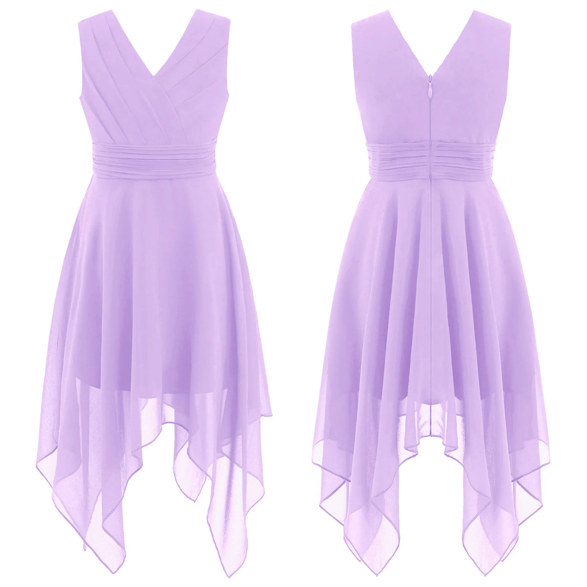 Robes d'été sans manches pour filles, col licou, en mousseline de soie, à volants, robe de soirée de mariage pour demoiselle d'honneur junior, robe irrégulière en Faux diamant