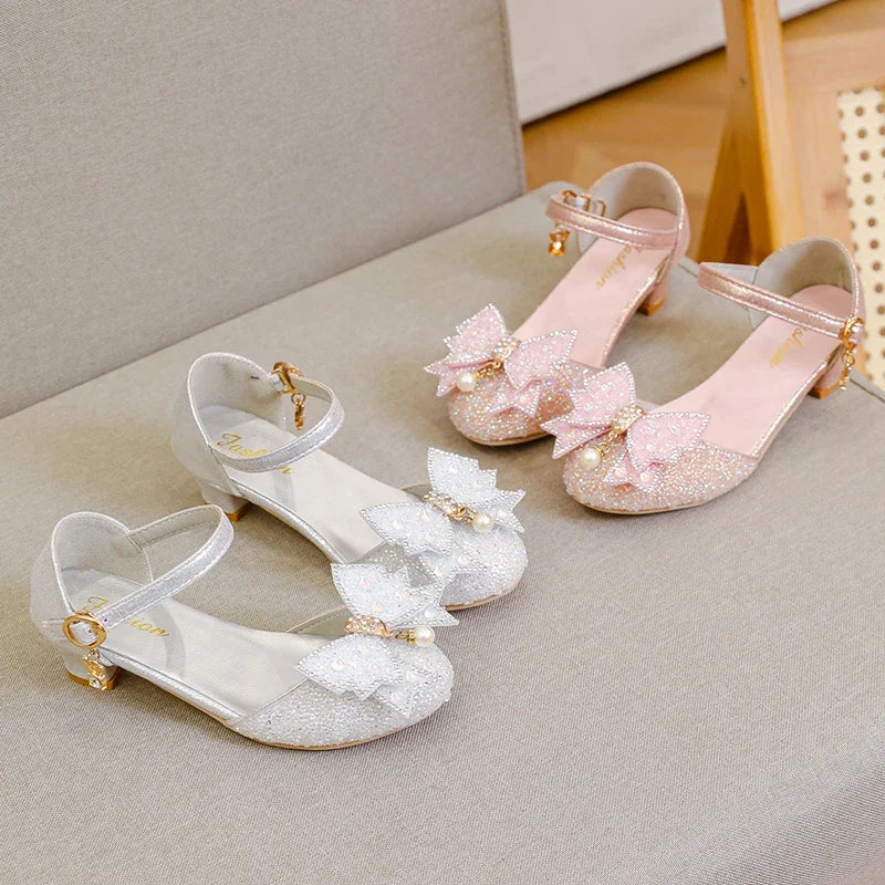 Offre spéciale perlée enfants élégant léger Banquet avec chaussures à talons bébé filles été princesse mode doux paillettes sandales