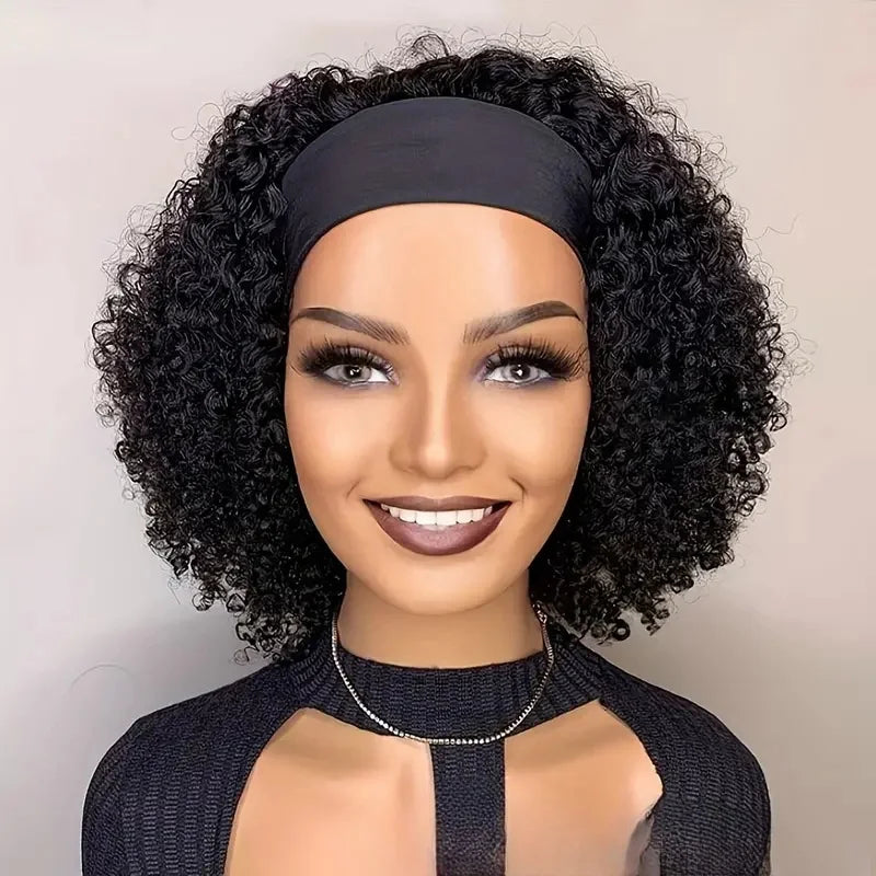 Perruque Brésilienne Naturelle Remy Crépue Bouclée, Cheveux Courts, Faite à la Machine, pour Femme Noire