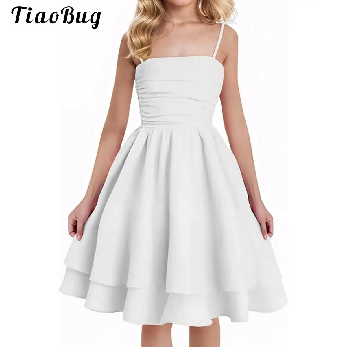 Robe d'été à bulles bouffantes pour enfants filles, bretelles Spaghetti, sans manches, ourlet fluide à volants, robe de princesse pour fête sur la plage et vacances