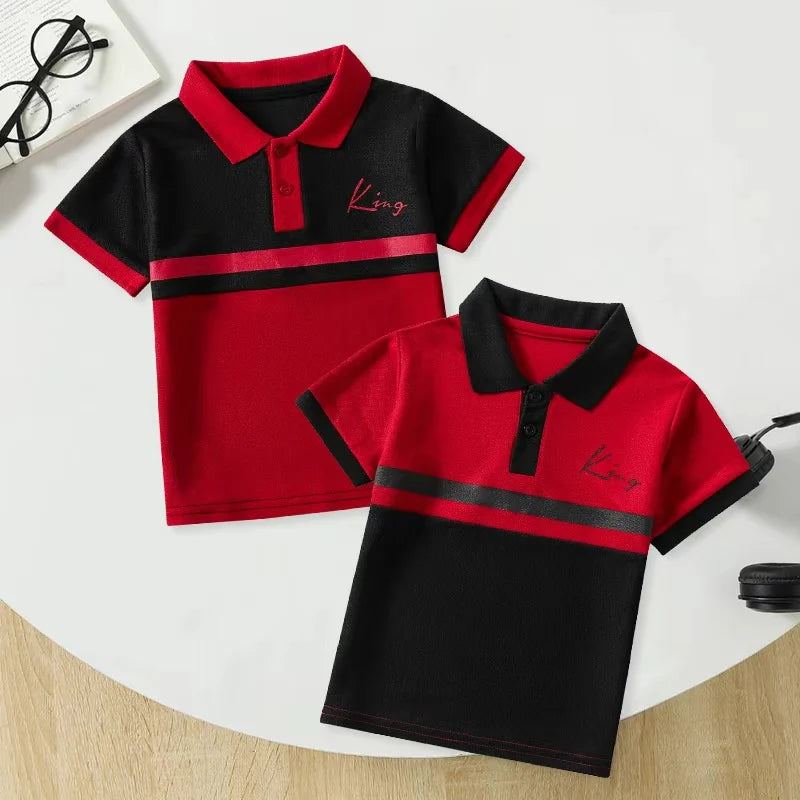 Ensemble de 1/2/3 pièces pour enfants, POLO rayé multicolore à manches courtes, haut décontracté à col boutonné pour garçon, T-shirt de sport polyvalent