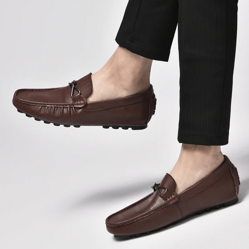 Mocassins souples en cuir véritable pour hommes, chaussures plates confortables, mocassins de conduite, grande taille 36-47, haute qualité, marque de mode, luxe