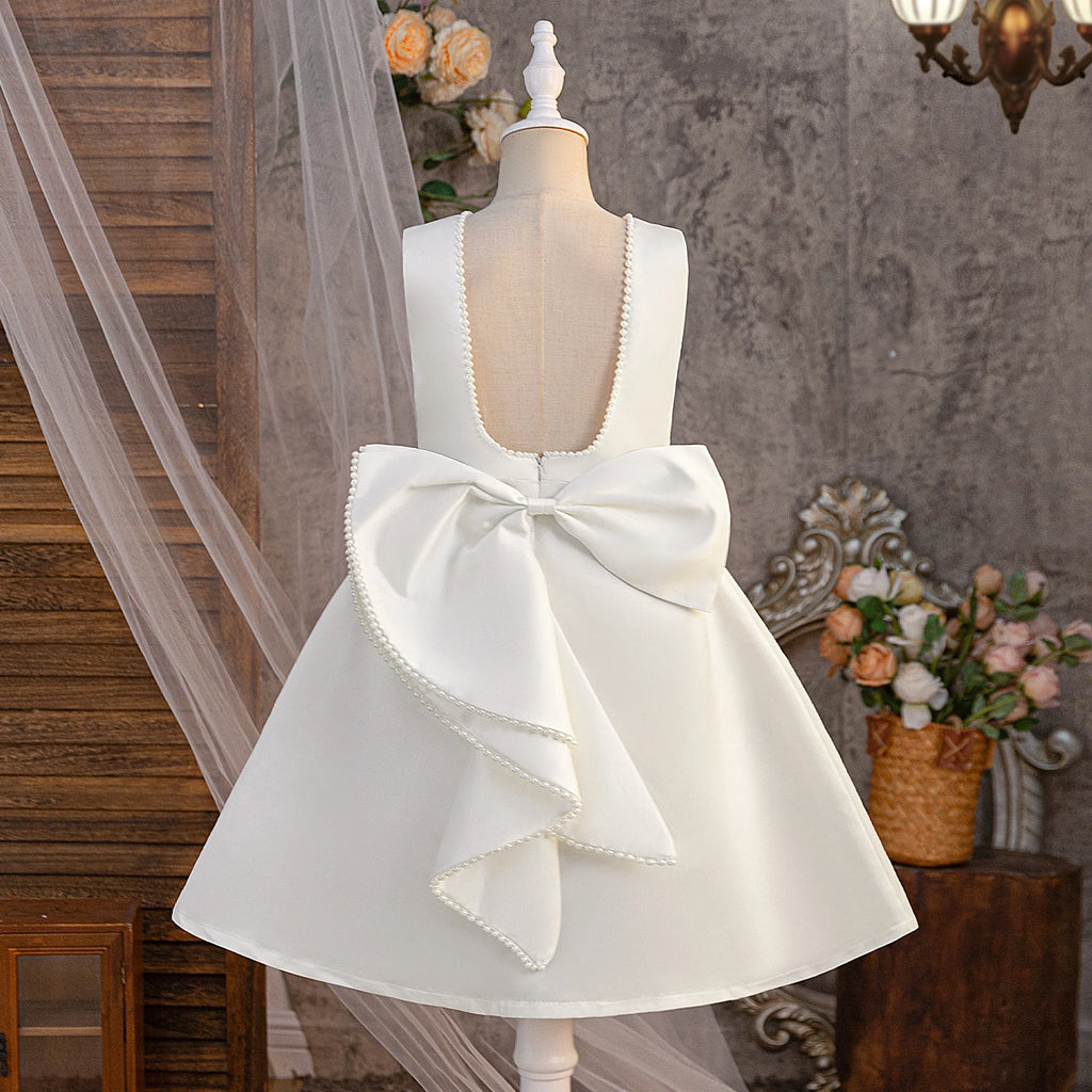 Robe de soirée de baptême pour filles, tenue de princesse élégante avec nœud, pour demoiselles d'honneur, de mariage, de Gala, d'anniversaire, de remise de diplôme