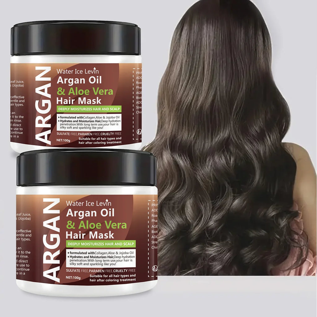 Huile d'argan-Masque capillaire e Vera pour les touristes, contrôle de l'huile, hydratant, revitalisant, doux, lisse, frisottis endommagés, réparation, revitaliser manuellement, soin des cheveux