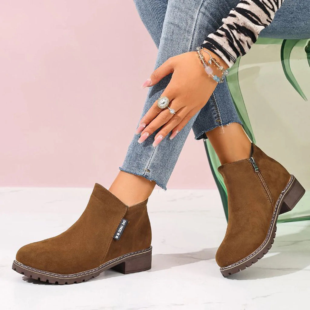 Bottines pour femmes, automne-hiver, fermeture éclair latérale, talon épais, confortables, élégantes, décontractées, formelles, nouvelle plateforme, chaussures tendance