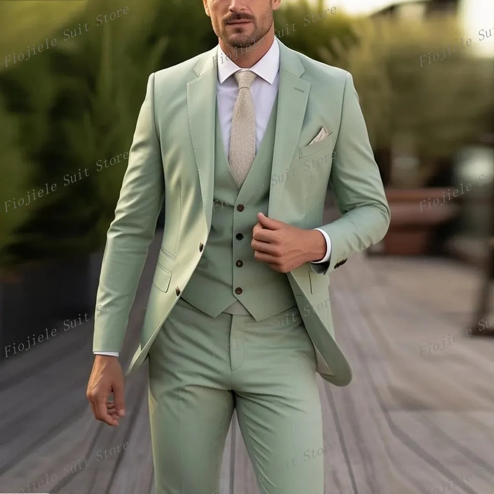 Costume ivoire pour hommes, Tuxedos d'affaires pour occasions formelles, marié, fête de mariage, bal de promo, ensemble 3 pièces, Blazer, gilet, pantalon