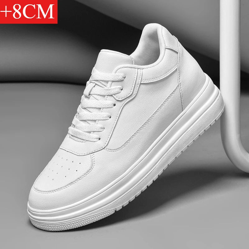 Nouvelles chaussures invisibles augmentant la hauteur pour hommes, chaussures de sport 6CM-8CM-10CM, chaussures de sport en cuir blanc pour hommes, tailles agrandies 36-46