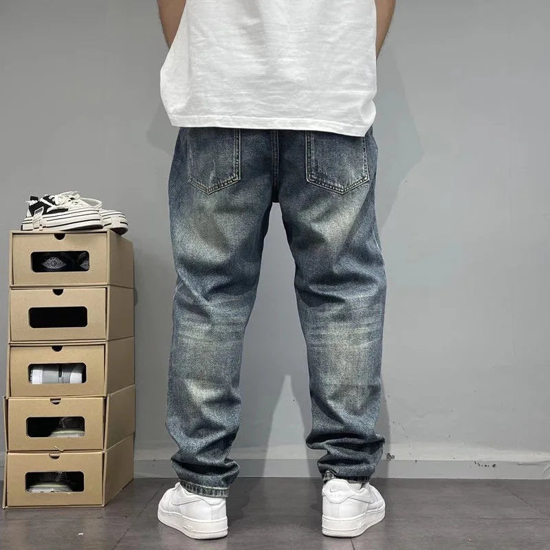 Jean à jambes droites pour hommes, nouvelle tendance, couleur Pure, rétro, ample, sport, grande taille, pantalon en Denim de haute qualité, automne et printemps