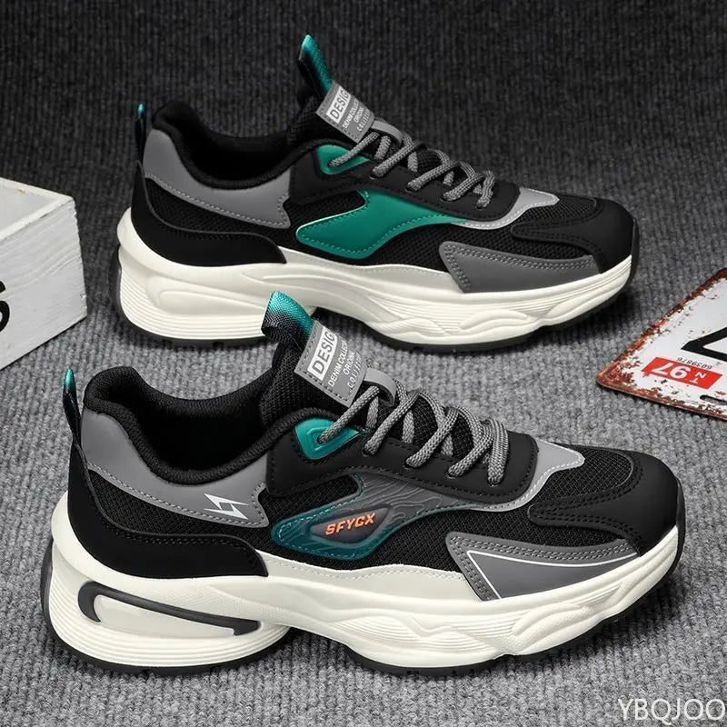 Chaussures de sport en maille résistantes à l'usure pour hommes, respirantes, polyvalentes, décontractées, confortables, à semelles épaisses, nouvelle collection printemps automne