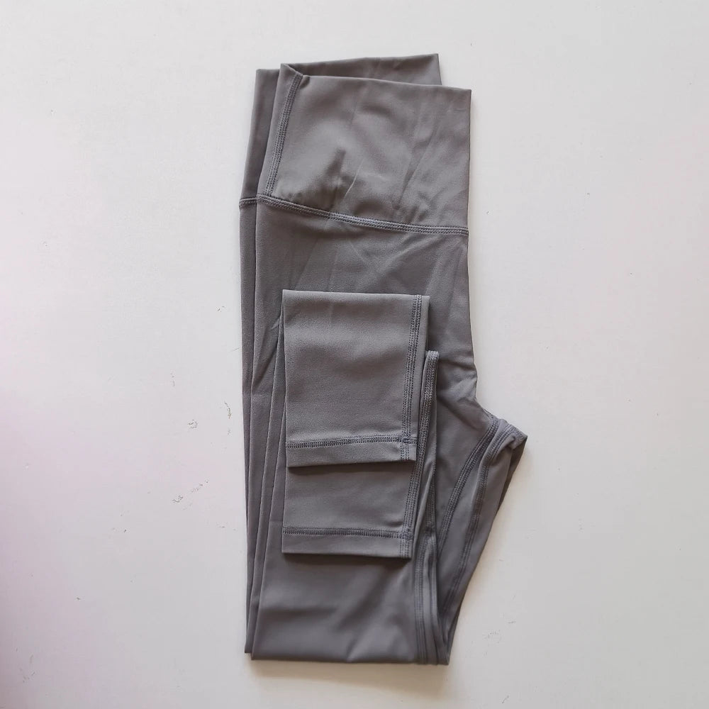 Legging de Yoga taille haute pour femmes, couleur unie, grande taille, pantalon de Sport, entraînement complet, jogging25, poche interne athlétique douce, 2.0
