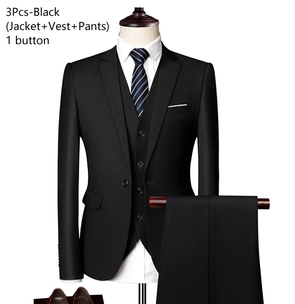 Costumes pour hommes élégant mariage 3 pièces Blazers tenue 2 ensemble vestes gilet pantalon complet 2025 mode classique affaires formel