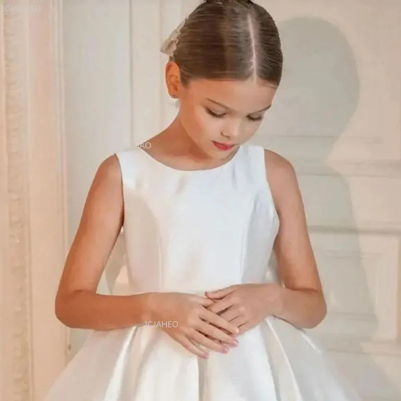 Robe de soirée longue en Satin pour filles, sans manches, Style français, robe de princesse pour enfants, spectacle, célébration formelle, nouvelle collection