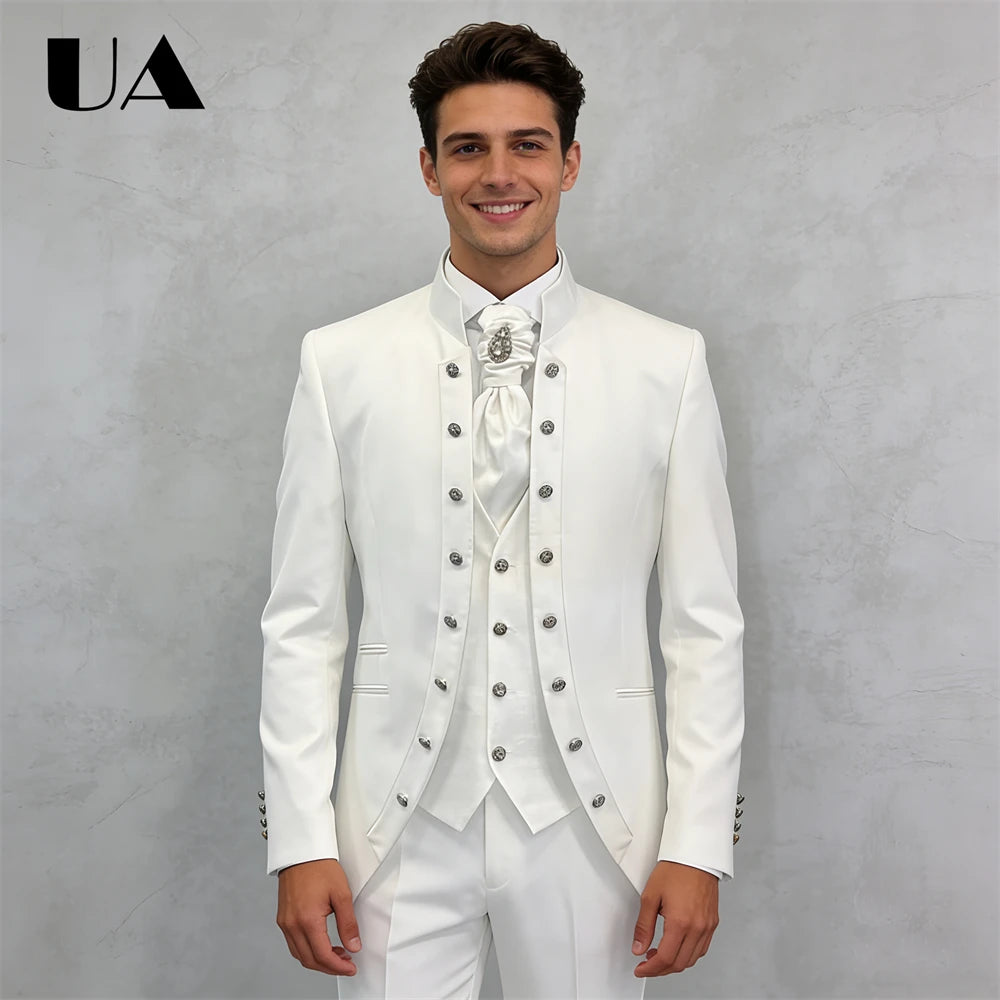 Costume formel 3 pièces pour hommes de Style Affrica (veste gilet pantalon) costume de mariage sur mesure pour le marié et le meilleur homme ULBYANRY