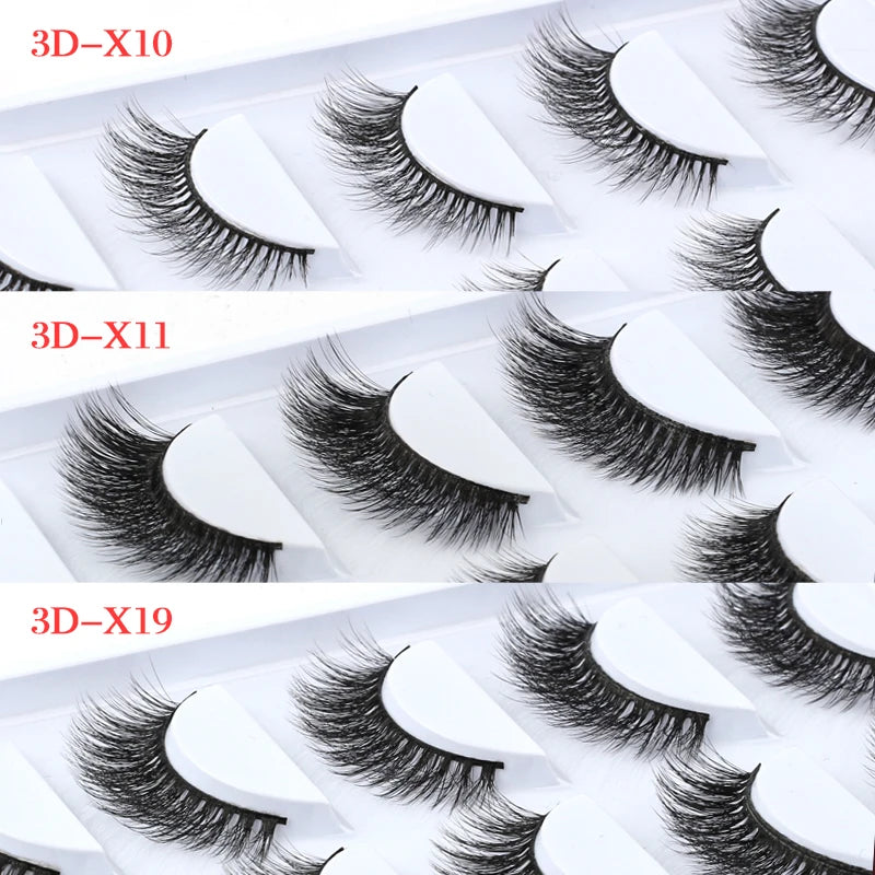 Cils 3D en faux vison X05, cils postiches volumineux et légers, 5 paires réutilisables, cils doux et volumineux, aspect naturel pour le maquillage quotidien et les soirées