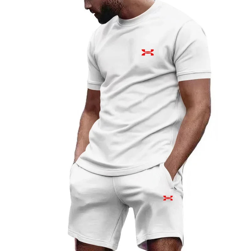 Nouveau été hommes décontracté shorts à manches courtes 2 pièces ville rue mode T-shirt shorts costume hommes cool course offre spéciale