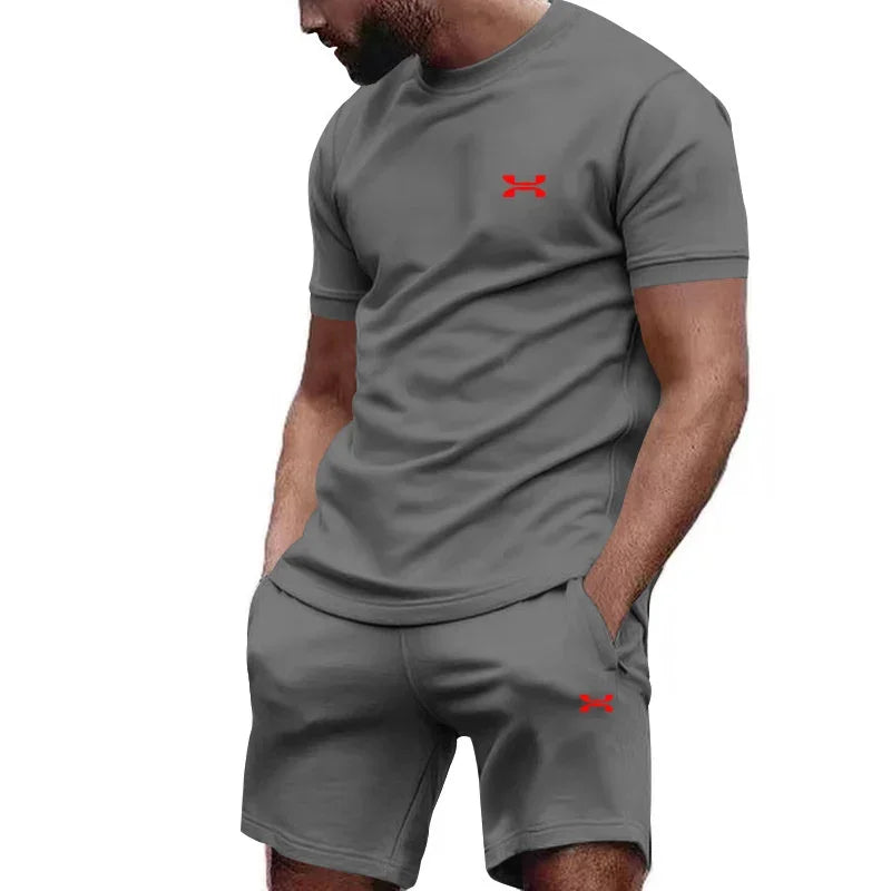 Nouveau été hommes décontracté shorts à manches courtes 2 pièces ville rue mode T-shirt shorts costume hommes cool course offre spéciale