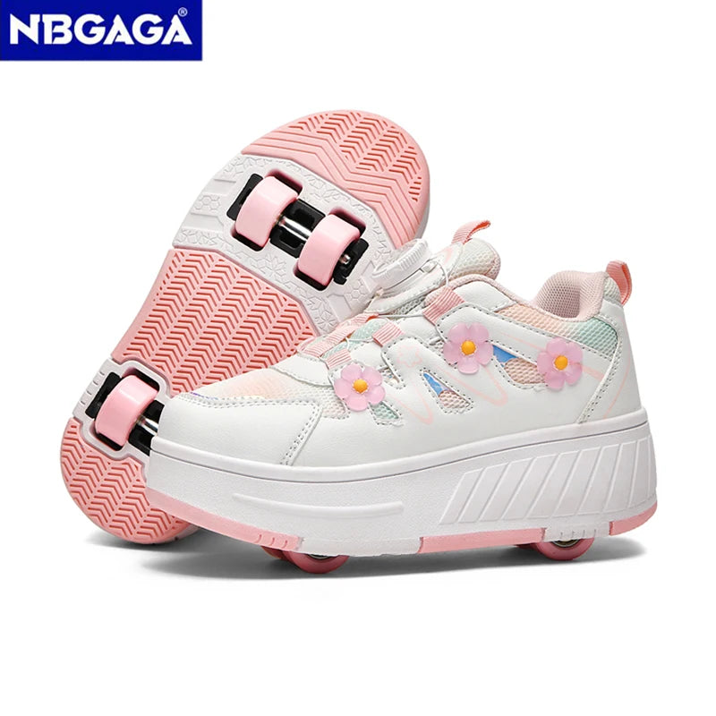 Chaussures de patin à roulettes ultralégères pour enfants, baskets à quatre roues, Sport, marche en plein air, course à pied, cadeaux pour enfants