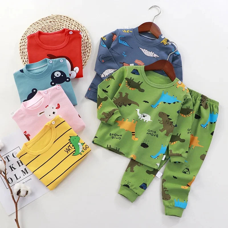 Vêtements de maison pour bébé fille, pyjama, pantalon long, t-shirt, sous-vêtements à motif de chat de dessin animé, ensemble de vêtements pour filles de 0 à 6 ans