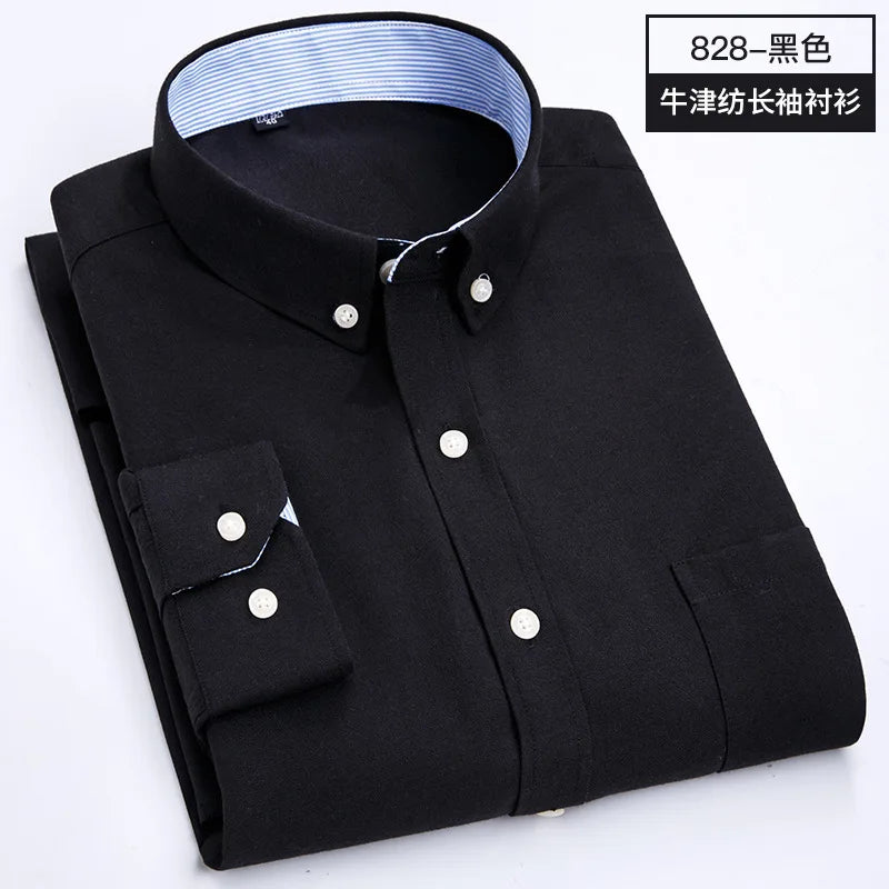 Chemise Homme Manches Longues Oxford Tissée Coupe Slim Infroissable Confortable Douce Décontractée Tendance Simple pour le Travail Printemps Été Automne Hiver