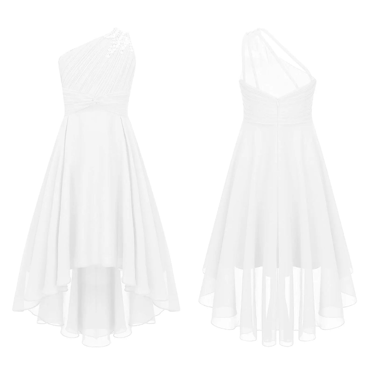 Robe d'été en mousseline de soie pour filles, tenue de princesse à paillettes, asymétrique épaule dénudée, sans manches, robe Maxi de demoiselle d'honneur junior, robes de fête de mariage