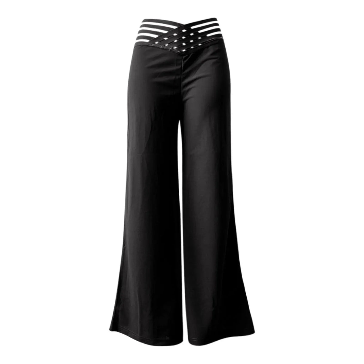Pantalon évasé à jambes larges pour femmes, décontracté, croisé, Patch en maille transparente, taille haute, Streetwear Y2k, pantalon de travail élégant, automne