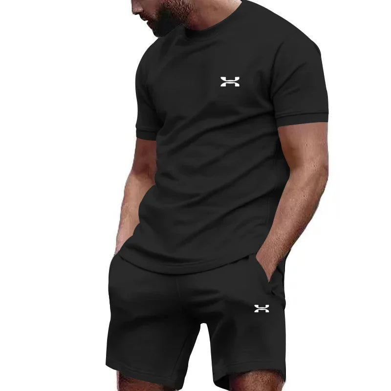 Nouveau été hommes décontracté shorts à manches courtes 2 pièces ville rue mode T-shirt shorts costume hommes cool course offre spéciale