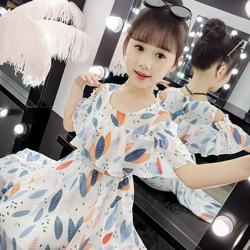 Robe d'été fine pour fille, robe de princesse florale en mousseline, vêtements d'été décontractés pour enfants, robes pour filles, Vestidos