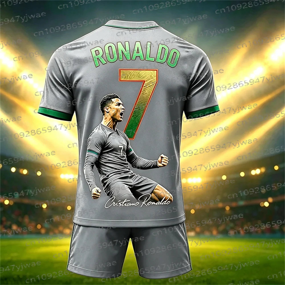 Ensemble maillot et short de football édition spéciale Ronaldo N°7 pour femme, homme et enfant – Tenue de sport décontractée Harajuku d'été – Ensemble 2 pièces